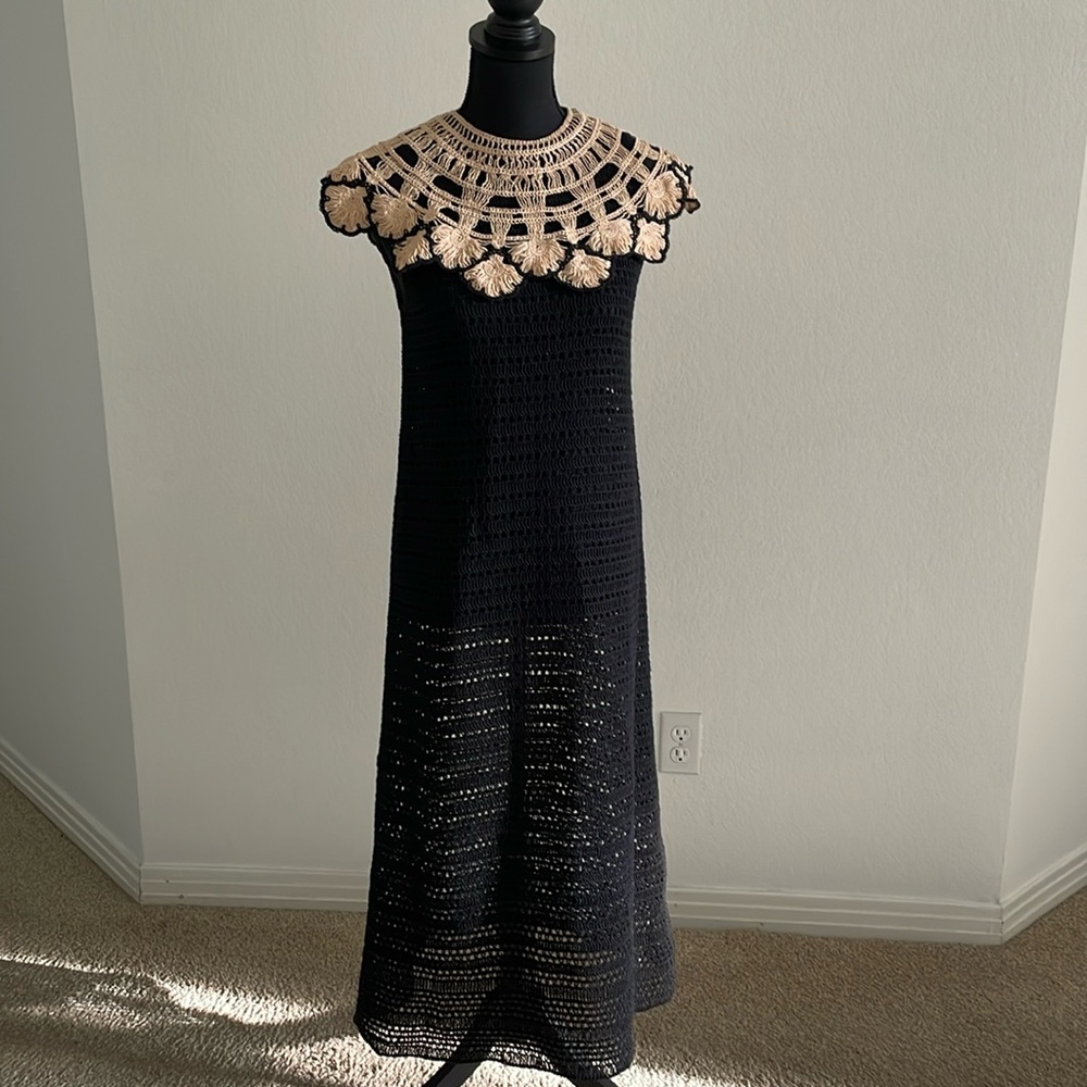 ZARA crochet dress Peter Pan collar rare size XS-S - Picture 3 of 10